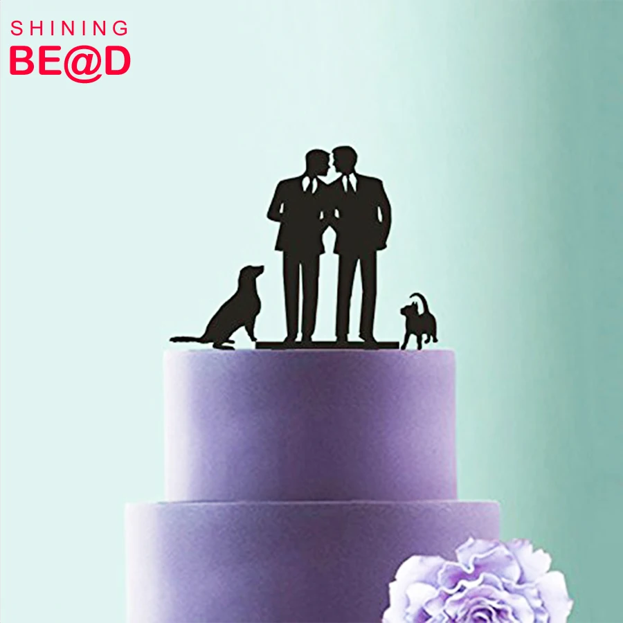 猫犬とゲイのウェディングケーキトッパー 男性のウェディングギフトのためのゲイのシルエット Buy 動物ケーキトッパー ウェディングケーキトッパー猫と犬 男性の結婚式のギフト Product On Alibaba Com