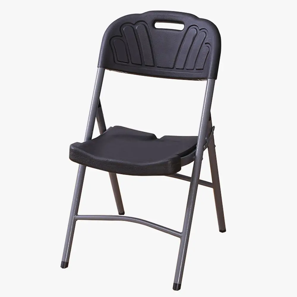 Folding chair / simple modern dining chair / office conference chair / home portable chair / training plastic chair stool ( Color : Black )