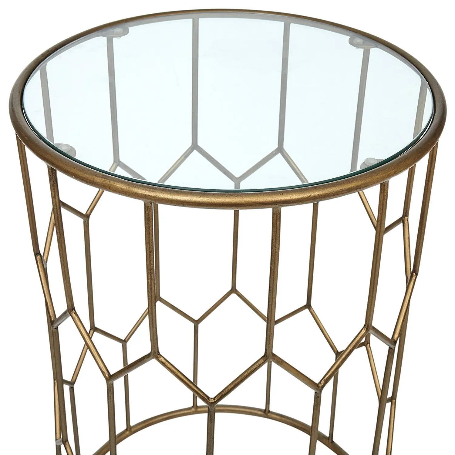 Geometric Modern Glass and Metal End Table