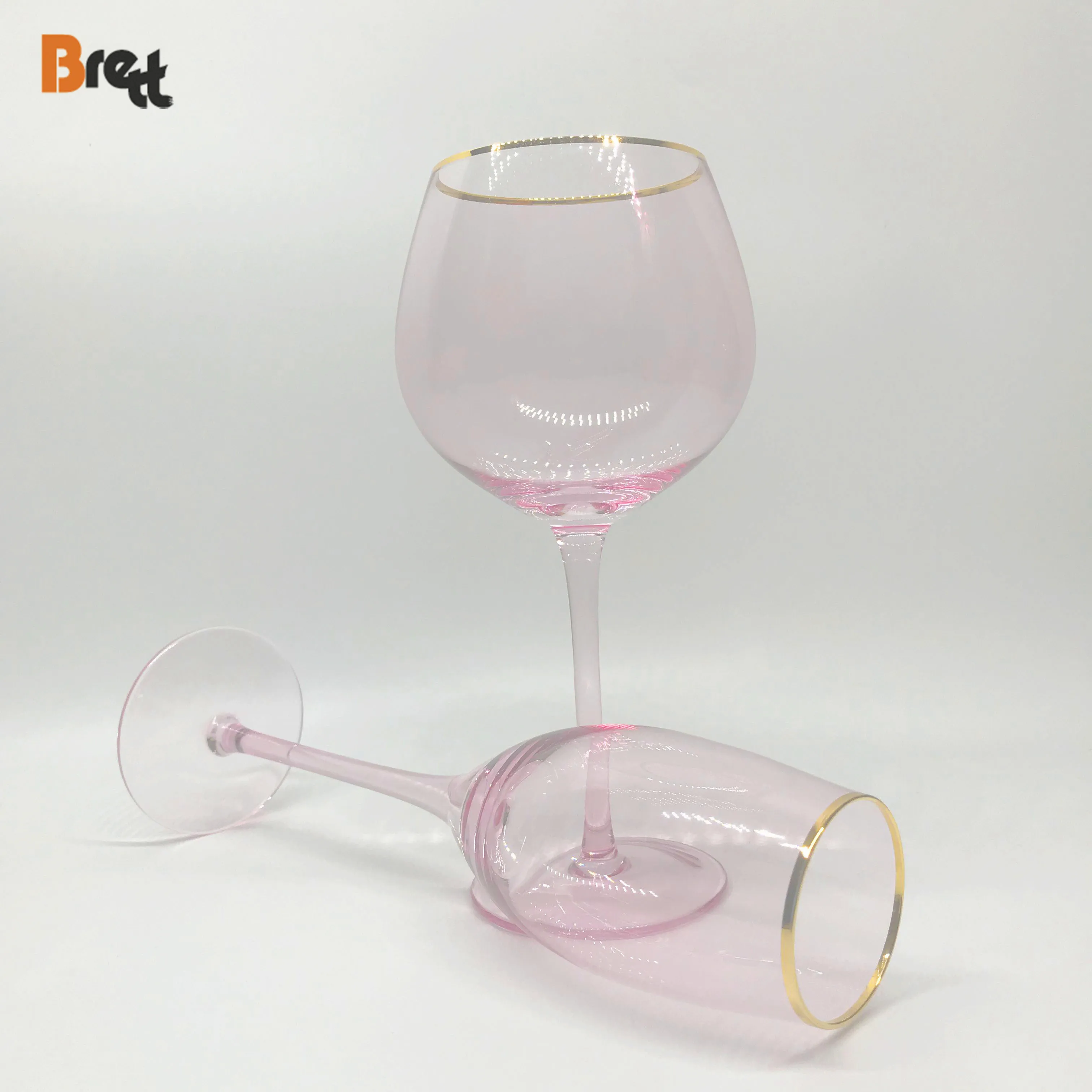 Guangzhou Best Pink Glassware Brands Crystal Wine Glass Beer Juice Water Glass Cup