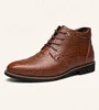 Plus Size Vintage Crocodile Style Business Boots Men Oxfords Fur Inside Winter Warm Leather Shoes