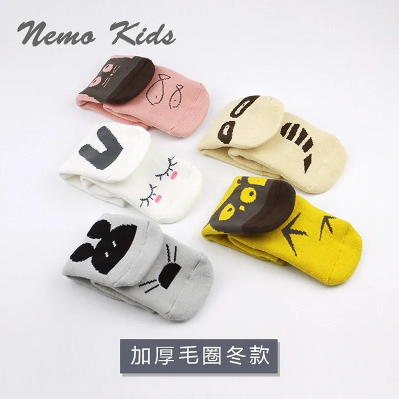 Manufacturers wholesale Autumn and winter thick terry baby socks AB Cotton Korea Boneless Skid In tube