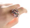 gold filled fashion trendy round colorful cz engagement band charm rainbow big cz ring