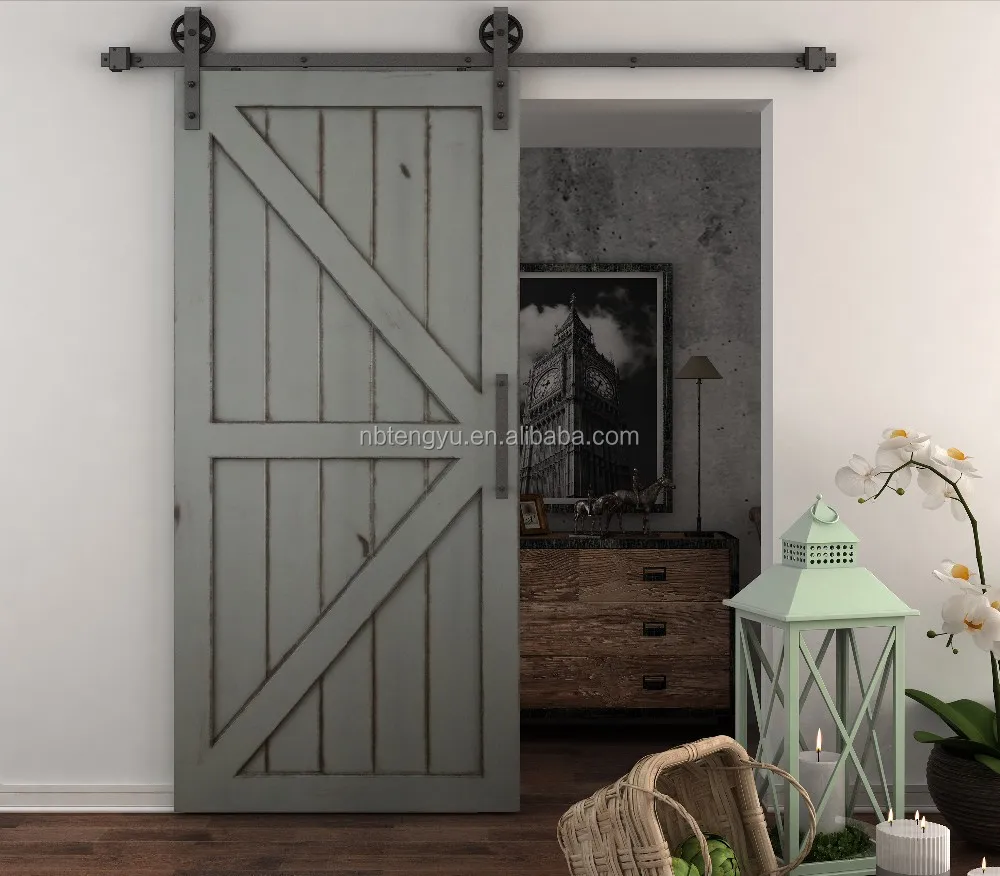 American Rustic Style Black Sliding Garage Panel Track Kit Barn
