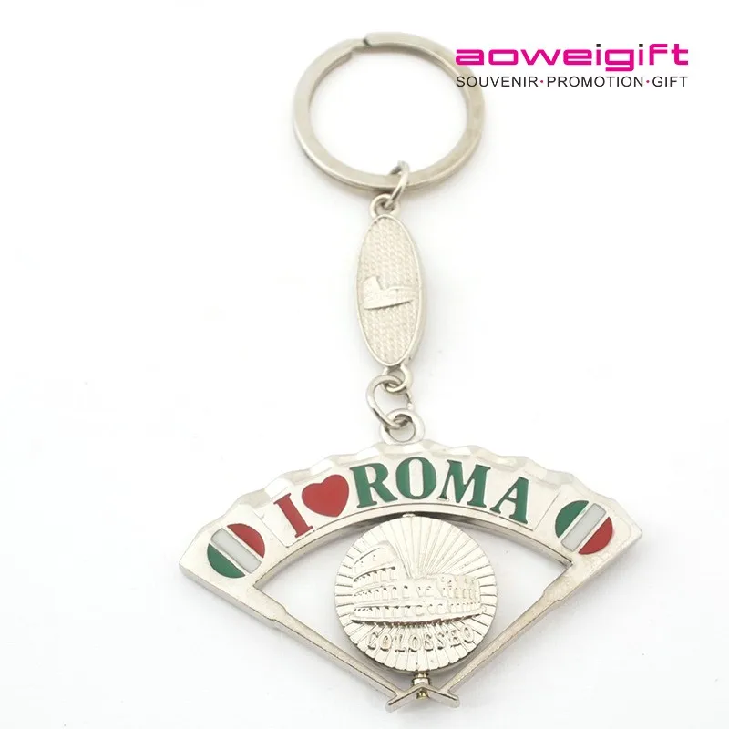 Promotional Fan Keychain Metal Roma Colosseo Key Ring Italy Souvenir