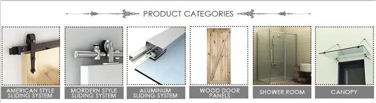 Aluminum sliding wooden doors hardware, European style interior barn doors, French wooden door