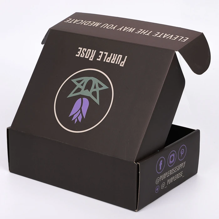 Rigid Custom Flat Pack Cardboard Literature Box Mailers Black Packaging