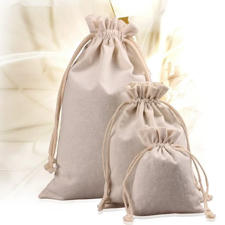 Cheap Linen Storage Bag Jute Sack Empty Sachets Small Calico Bag