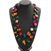 OEM Wholesale Ethnic Long Necklace Jewelry Coconut Shell Knit Handmade Irregular Wooden Beaded Chic Bohemian Necklace for Women