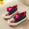 Canvas Shoes for Girls 2016 New Autumn Bowtie Polka Dot Fashion Sneakers Denim Casual Girls Princess