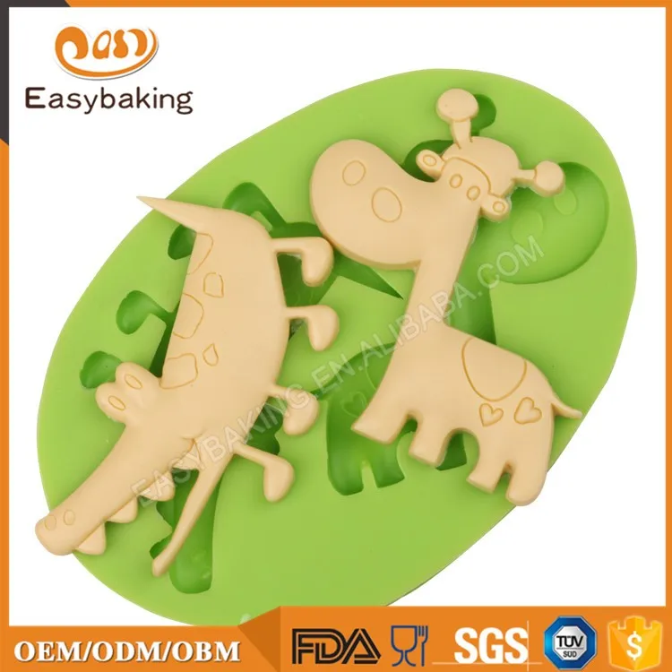 ES-0041 cocodrilo jirafa moldes de silicona Fondant molde para decoración de pasteles