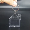 HOUSE SHAPED CLEAR ACRYLIC FRAME 36x30MM DIGITAL PRINT PHOTO HOLDER KEYRING