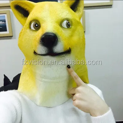 Funny Head Latex Dog Mask Doge 3d Party Cosplay Halloween Dress
