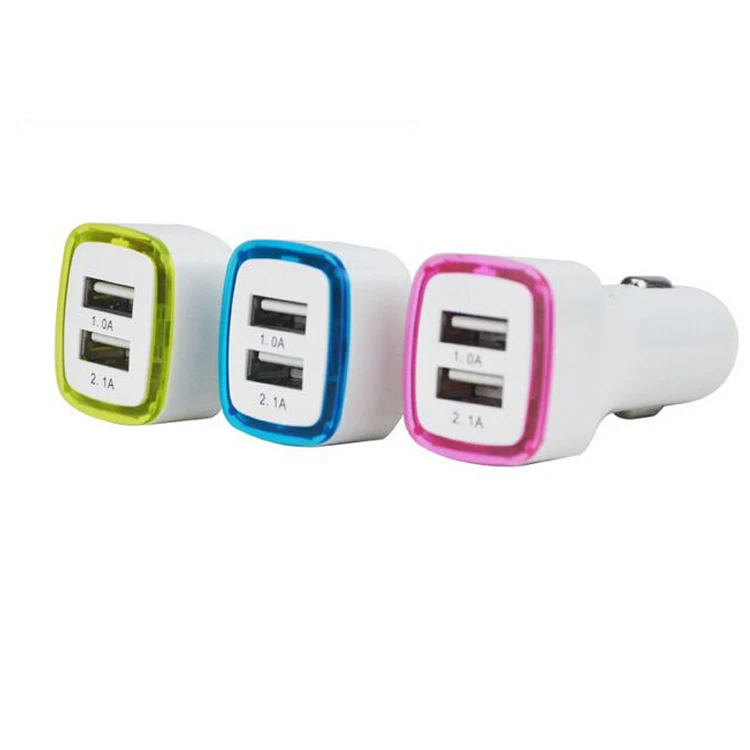 Multi  Ports Usb Car Charger Promotional OEM Logo Dual USB 2.1A Mobile Phone Usb Car Battery Charger
