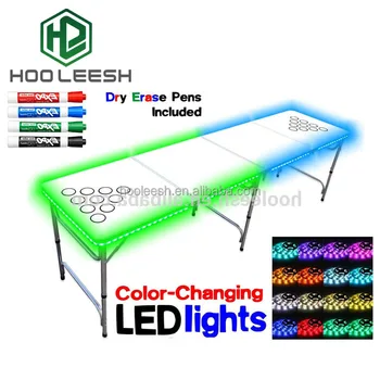 8ft Aluminum Led Party Pong Table With Cups Holes 8ft Aluminum Led Party Pong Table With Cups Holes