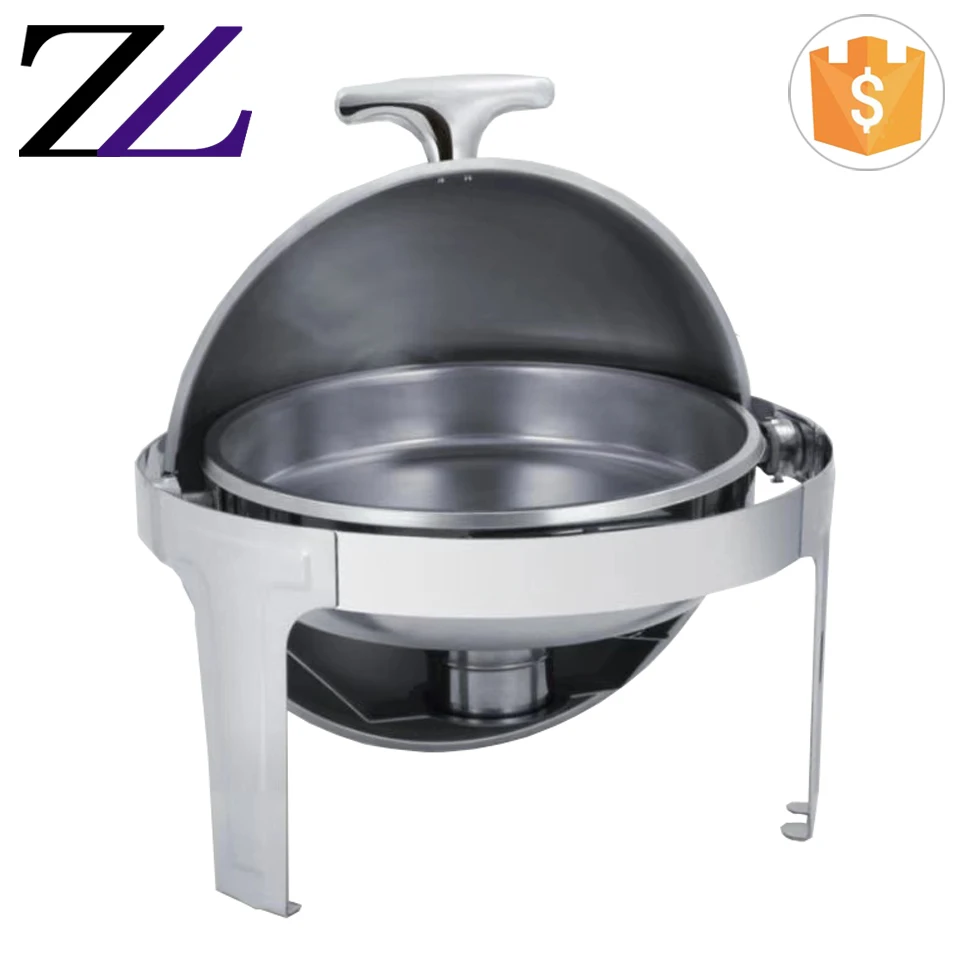 Guangzhou Zhuolin 6l Electric Buffet Cheap Roll Top Stainless Steel Glass Lid Chafing Dish For ...