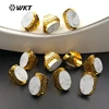 WT-R268 Simple Ring 24K Gold Plated White Turquoise Ring For Women Wholesale Gold Bezel Ring