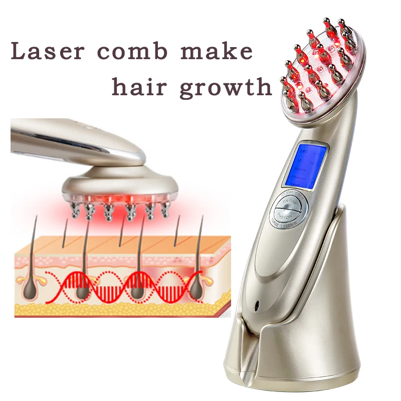 Portable Led Laser Hair Grow Comb With Laser Massage Comb For Hair 