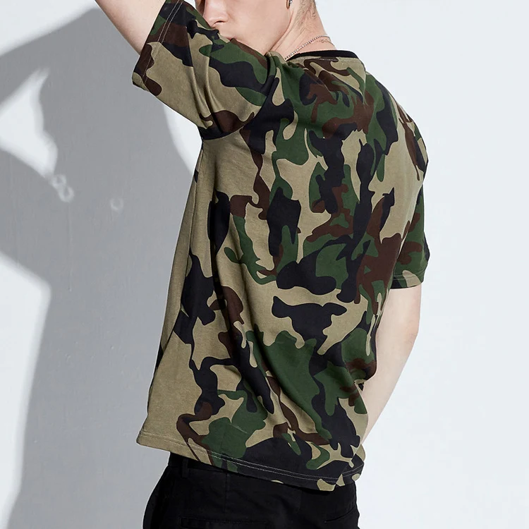 Summer Short Sleeve Plain Men Army Green T-shirt With Camouflage - Buy ...