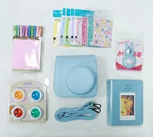 Fujifilm Instax Mini 8 Instant Camera Accessory Bundles-blue Soft PU leather case bag( colorful Photo frame/album…)