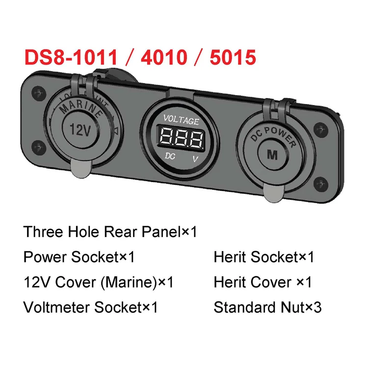 Md69 Power Outlet Flush Mount Dual Usb Charger Socket And 12v Voltmeter Power Socket Kit Car