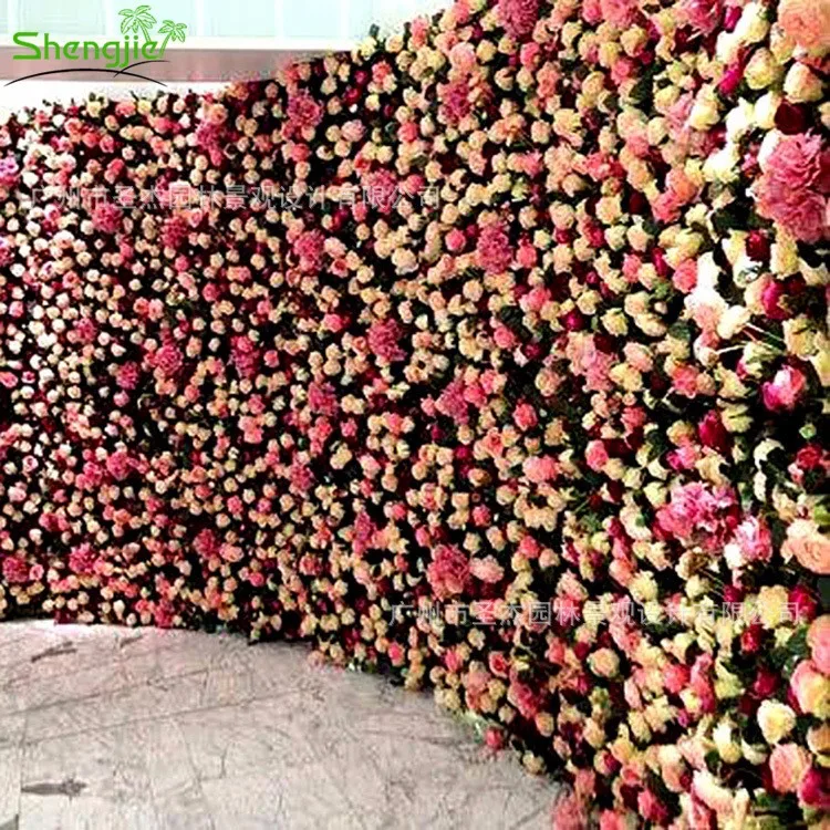 Factory Direct Party Decorative Silk Artificial Flower Wall Backdrop