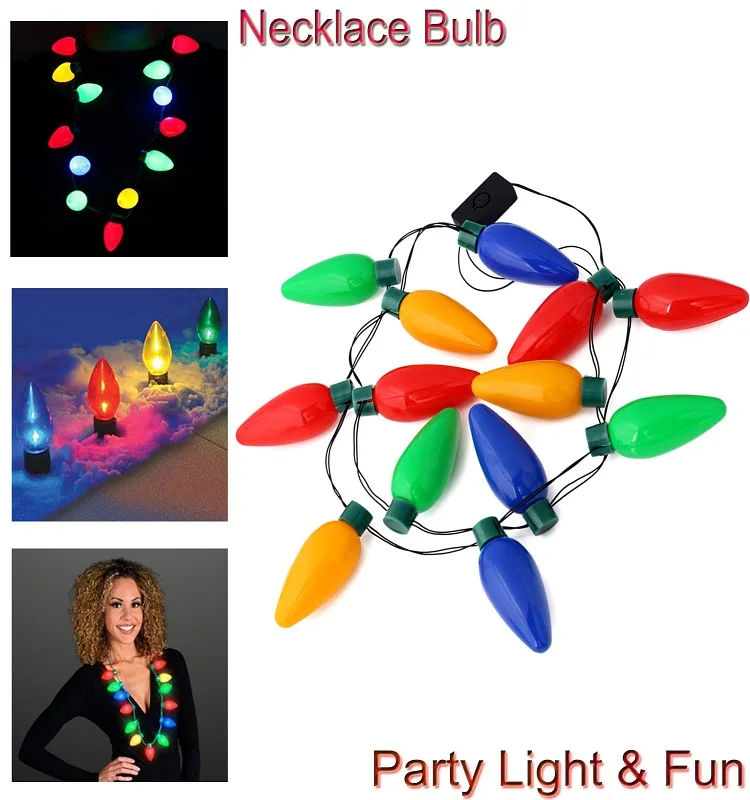 Multi Color 1m Battery Light Up Christmas Light Bulb Necklace Buy Christmas Light Bulb