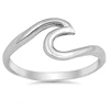 Wave Design 925 Sterling Silver Bright Women's Wave Ring Width 9 mm