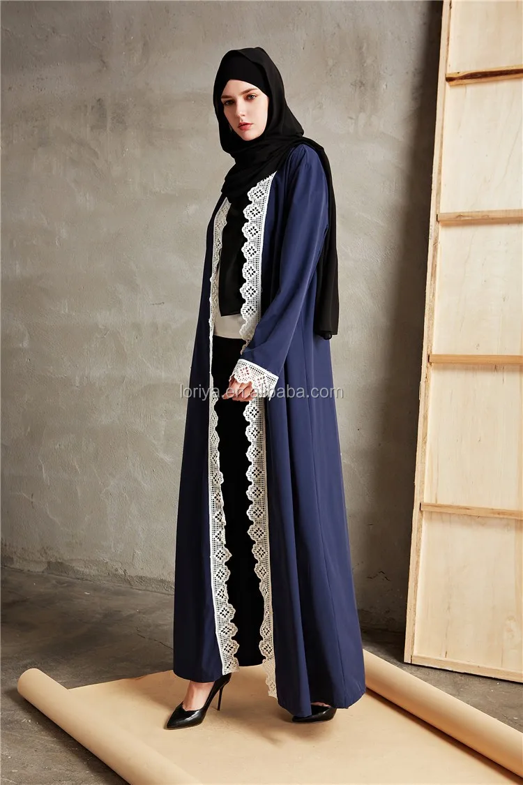 Arabic New Model Lace Front Open Abaya With Belt In Dubai 2017 Islamic ...