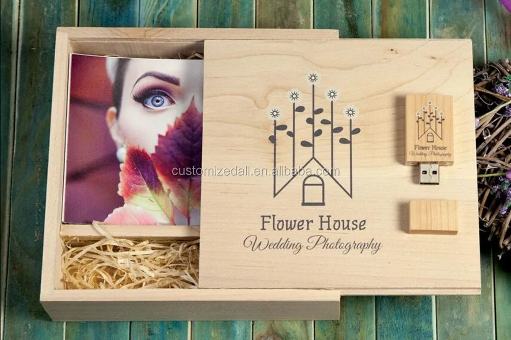 Custom Photo Unique Album Box USB Stick Wood 4GB 8GB 16GB 32GB Memory Stick Pendrive for Photography Wedding - ANKUX.COM