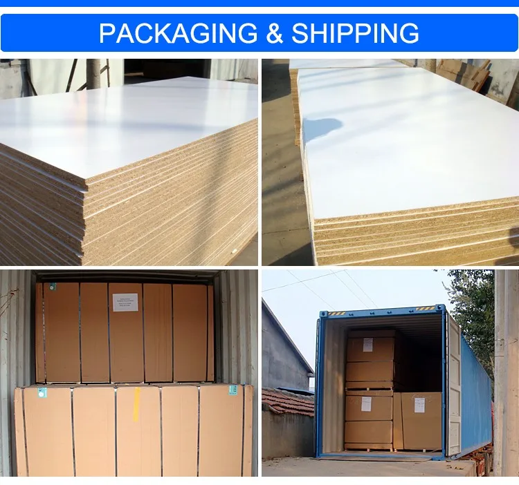 Factory supplier white  standard size melamine particle board