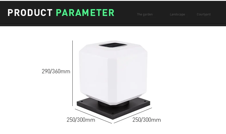 3.7V Voltage IP55 Waterproof Outdoor Minimalist Style 2W 3.5W Garden Post Solar Square Led Main Gate Pillar Light