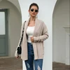 Wholesale winter warm Autumn Women Large Outwear Loose Ladies Casual With Two Pockets long Sweater coat Lapel knit cardigan