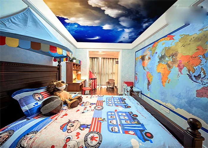 Star Design Moonlight Ceiling Wallpaper Mural Starry Night Sky