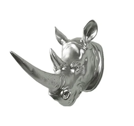 Resin Rhino Head Sculpture Animal Wall Decor Art Buddha Resin Rhino Head Sculpture Animal Wall