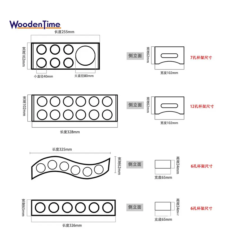 6/7/12 Holes Kitchen natural bamboo wine glass drink holder serving tray wood bamboo coffee beer cup holder tray