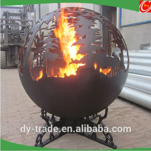 Art sculpture carbon steel fire pits ,steel sphere fire pits for outdoor decoration