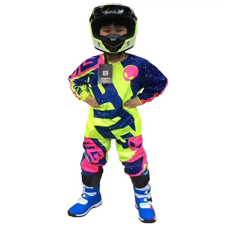 Motocross jérsei e calças criança roupas das crianças menino