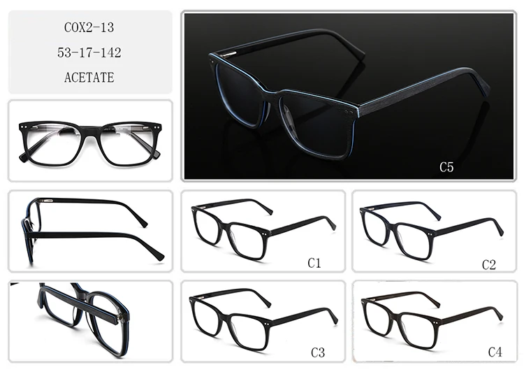 best price new fashion acetate black eyeglasses frame custom