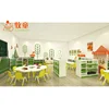 Customized Design Solid Wood Preschool Classroom Furniture Wholesale Children Study Table and Chair Set