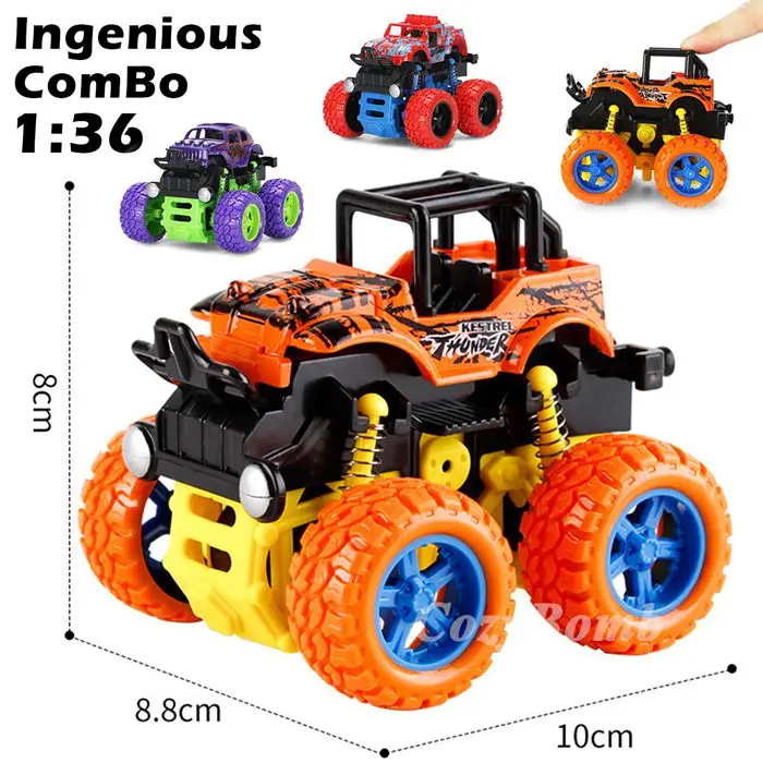 Mini Monster Trucks Toys For Boys Friction Powered Push And Go Cars