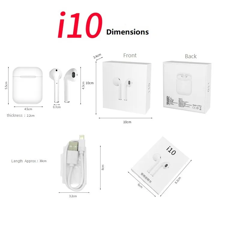 2019 wireless headphones electronics i10 tws 5.0 wireless earbuds earphone wireless headset - ANKUX.COM