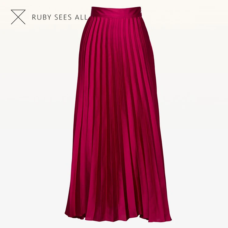 Long red pleated skirt Clearance