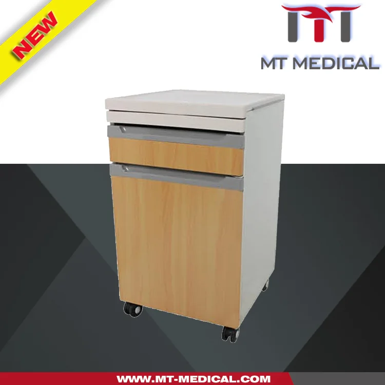 ABS bedside table bed side locker with closed shelves wheels with lock