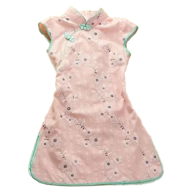 
cheongsam dress kids ethnic style traditional Chinese dress for girls summer floral qipao kids girls dress 