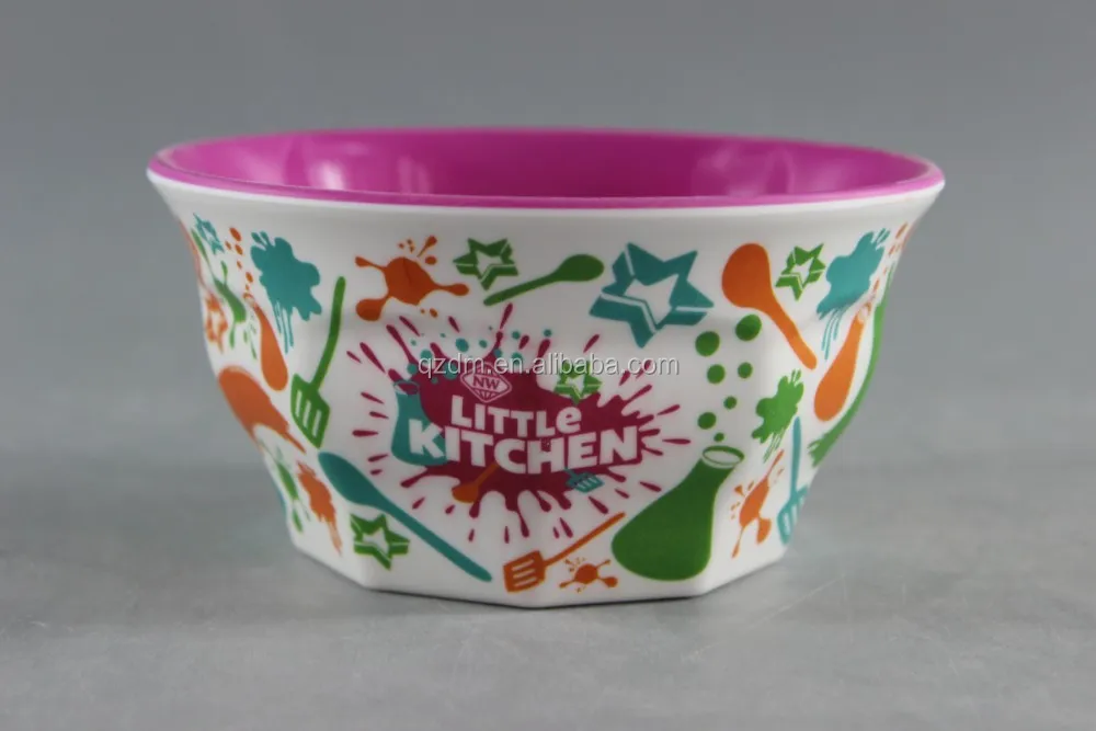 Food Grade 2 Tone Melamine Round Dinner Bowls For Kids