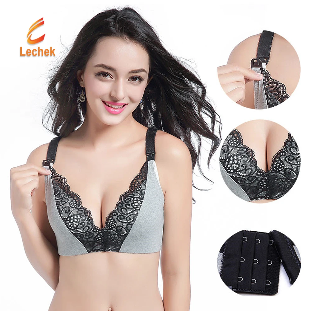 AIBAB Nursing Bra Maternity Underwear Breast-feeding Cotton Lining Lace No Steel Ring