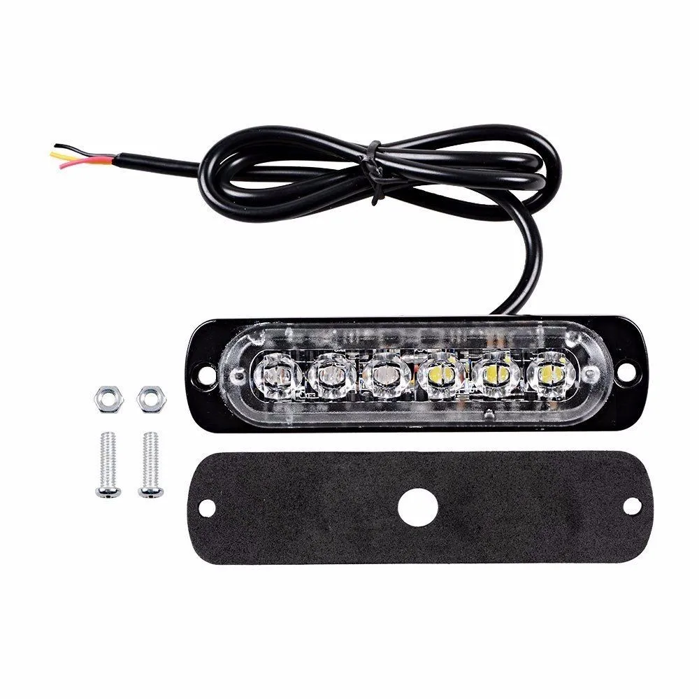 12v Car Truck Super Slim Surface Grille Mount 6 Led Strobe Hazard