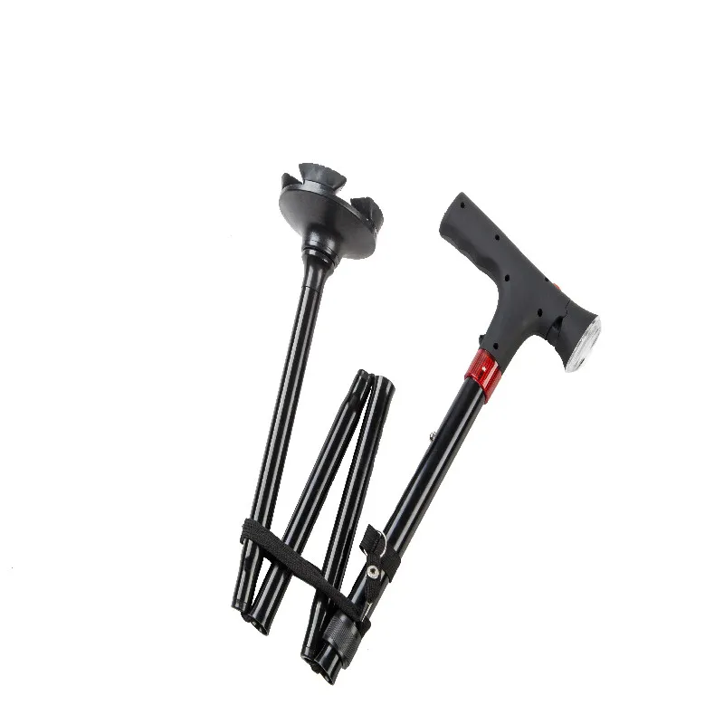 Multifunctional Foldable Aluminum Cane Alarm Walking Stick With Led