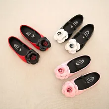 2016 Girls Single Shoes For Summer Autumn With kitten PU Leather Children Shoes flowers Euro Size